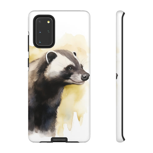 Badger on a Yellow Background - Impact Resistant Phone Case Samsung Galaxy S20+ Matte